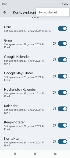 Velg Synkroniser nå