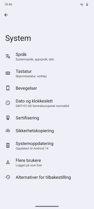 Velg Sikkerhetskopiering