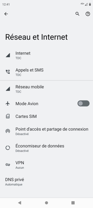 Sélectionnez Point d'accès et partage de connexion