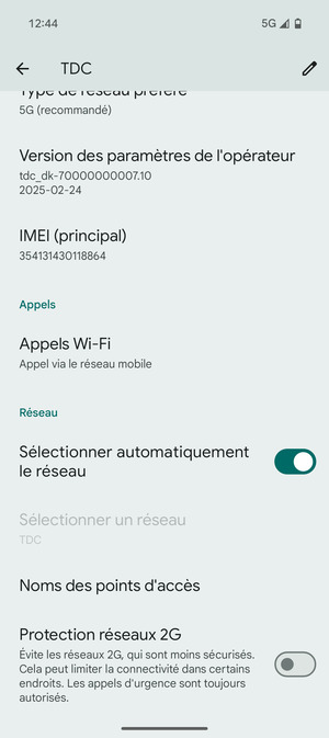 Pour changer de réseau en cas de problèmes de réseau,  désactiver Sélectionner automatiquement le réseau