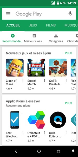 Sélectionnez la barre de Recherche