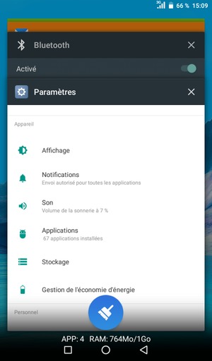 Sélectionnez l'icône Supprimer pour fermer toutes les applis en cours d'exécution
