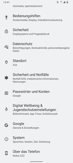 Scrollen Sie und wählen Sie Sicherheit