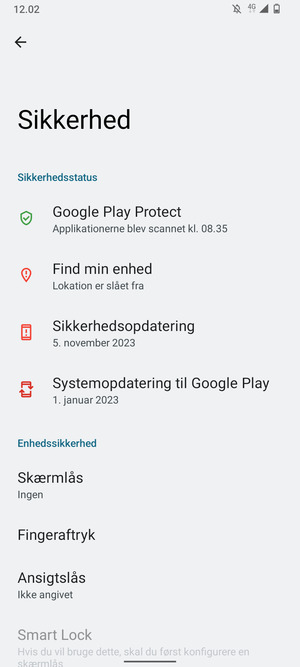 Vælg Skærmlås