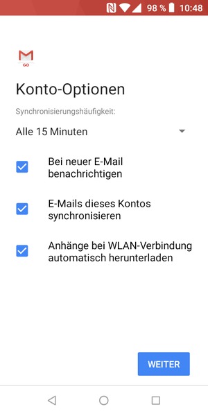 Wählen Sie WEITER