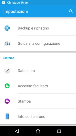 Scorri e seleziona Info sul telefono