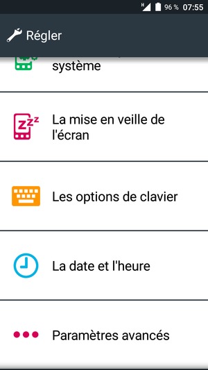 Faites défiler et sélecionnez Paramètres avancés