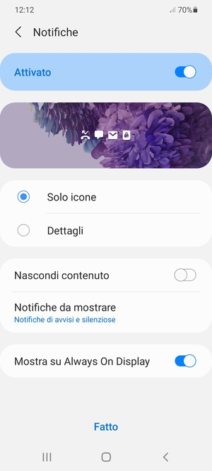 Seleziona le opzioni preferita e poi Fatto