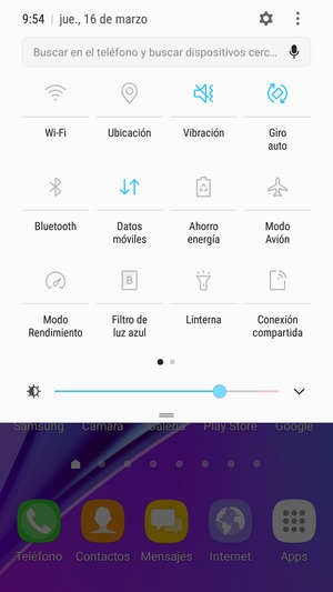 Seleccione Vibración para cambiar al modo silencio