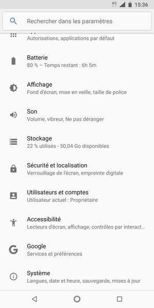 Faites défiler et sélectionnez Sécurité et localisation