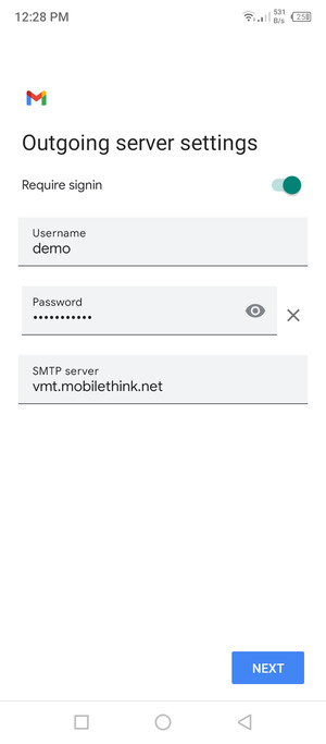 Enter Outgoing server address