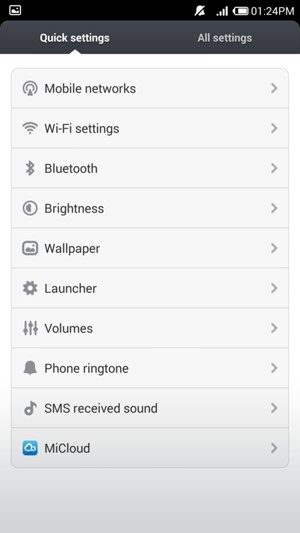 Select All settings
