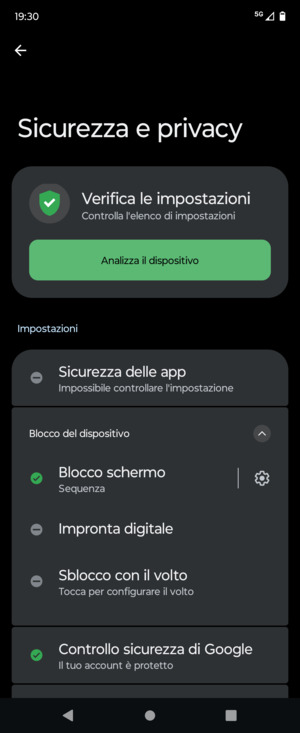 Il tuo telefono è ora protetto dal blocco schermo