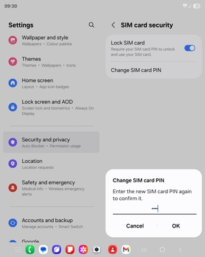 Confirm your new SIM card PIN and select OK