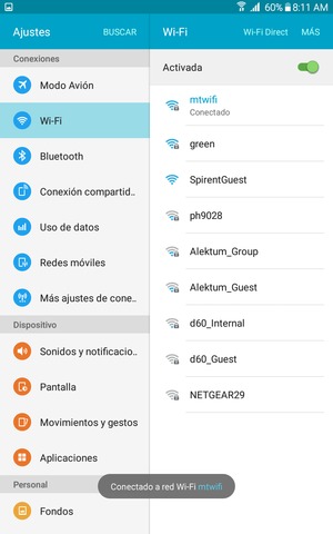 Ahora está conectado a la red Wi-Fi