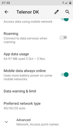 Scroll to and select Advanced