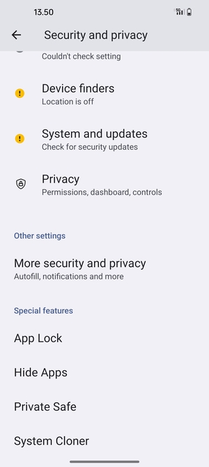 Scroll to and select More security and privacy