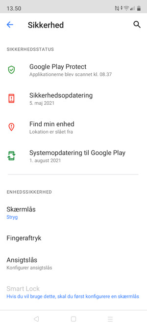 Vælg Skærmlås