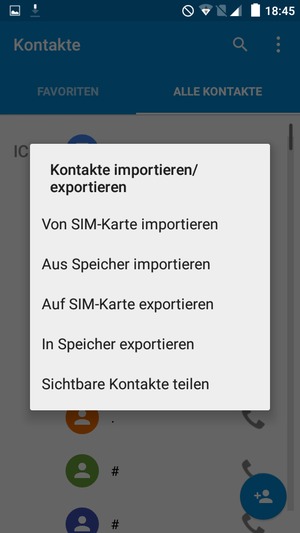 Wählen Sie Von SIM-Karte importieren