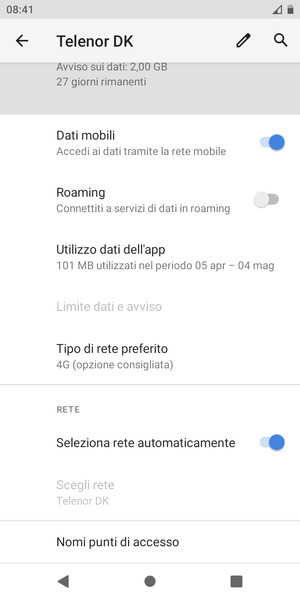 Scorri e seleziona Nomi punti di accesso