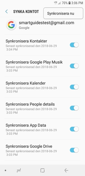 Välj Synkronisera nu