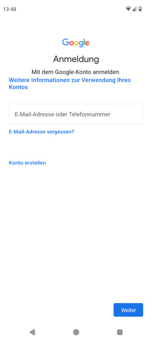 Geben Sie Ihre Gmail Adresse ein und wählen Sie Weiter