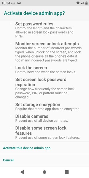Scroll to and select Activate this device admin app