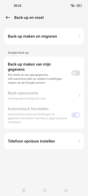 Schakel Back-up maken van mijn gegevens in