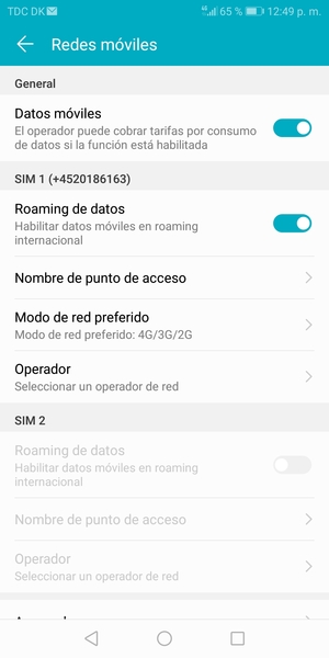 Activar o desactivar Roaming de datos