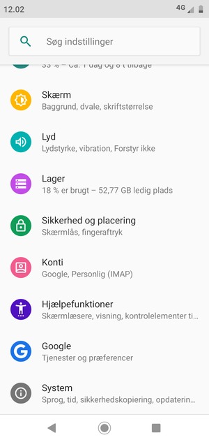 Scroll til og vælg Sikkerhed og placering