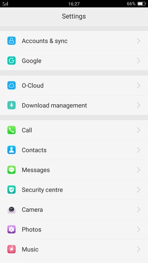 Scroll to and select Contacts