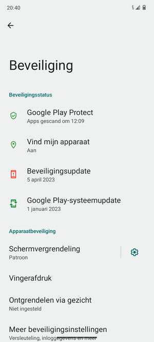 Uw telefoon is nu beveiligd met een schermvergrendeling