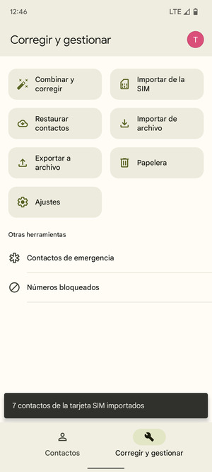 Sus contactos se guardarán en su cuenta de Google y se guardarán en su teléfono la próxima vez que Google sea sincronizado.