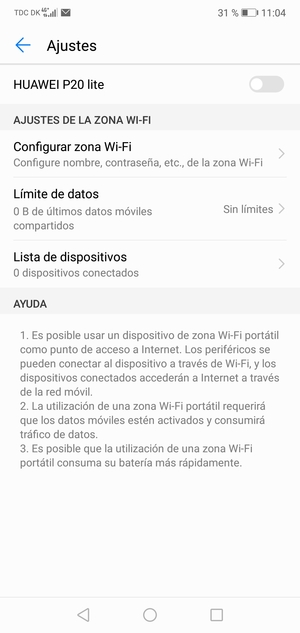 Seleccione Configurar zona Wi-Fi