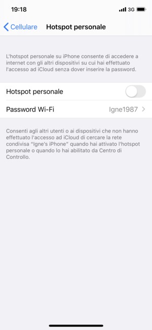 Imposta Hotspot personale su ON