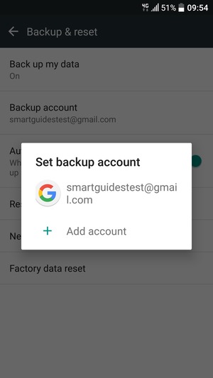 Select your backup account