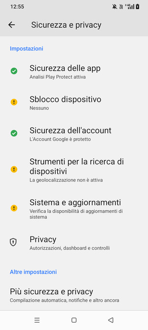 Scorri e seleziona Piú sicurezza e privacy