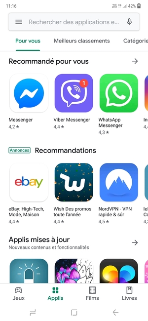 Sélectionnez la barre de Recherche