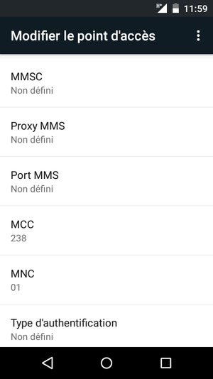 Faites défiler vers le bas et saisissez les informations MMS