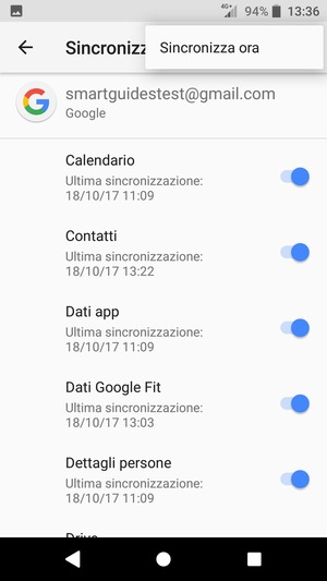 Seleziona Sincronizza ora