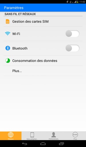 Sélectionnez Réseau puis Plus...