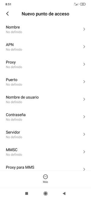 Introduzca la información de MMS
