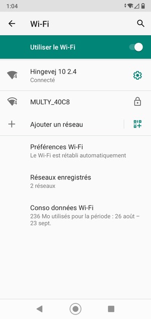 Vous êtes maintenant connecté au réseau Wi-Fi