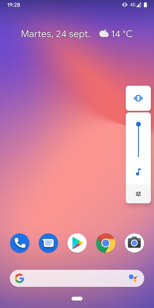 Seleccione Vibración para cambiar al modo de silencio