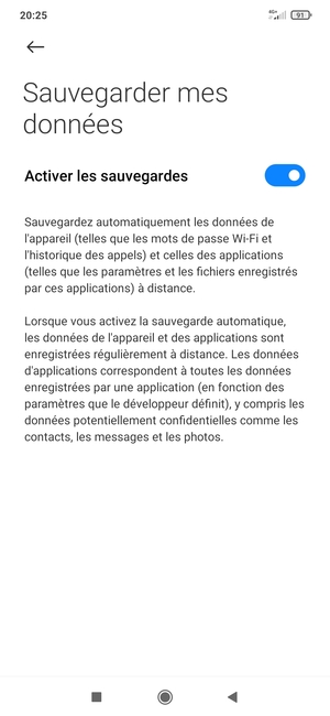 Sélectionnez le bouton Retour