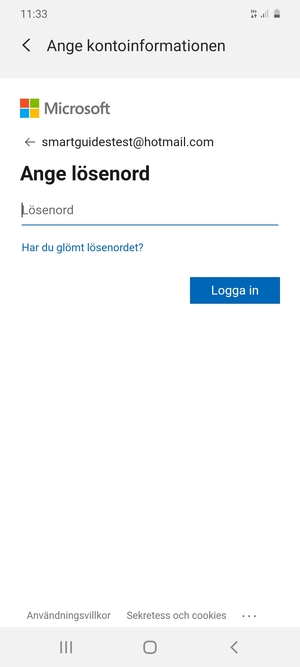 Ange ditt lösenord och välj Logga in