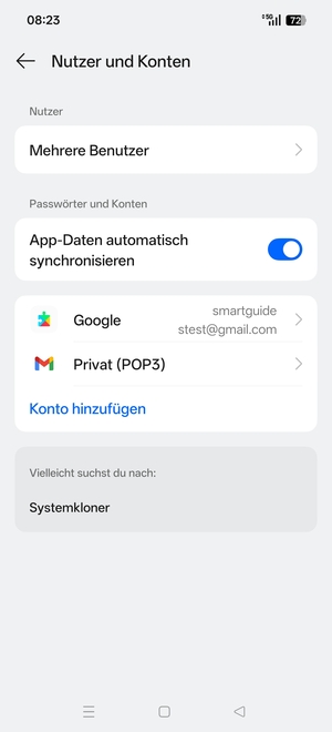 Wählen Sie Ihr Google Konto