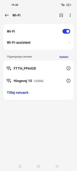Vælg det trådløse netværk, du ønsker at oprette forbindelse til