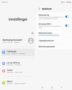 Slå Dataroaming på eller av