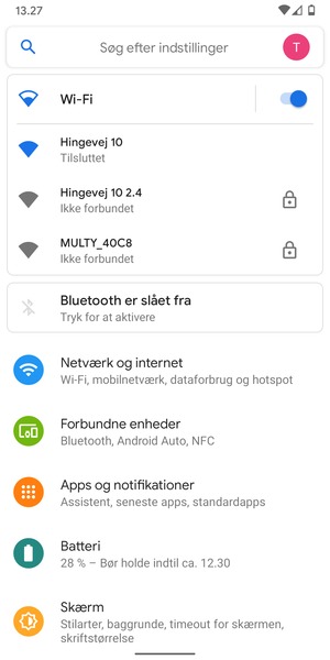 Du er nu tilsluttet Wi-Fi netværket